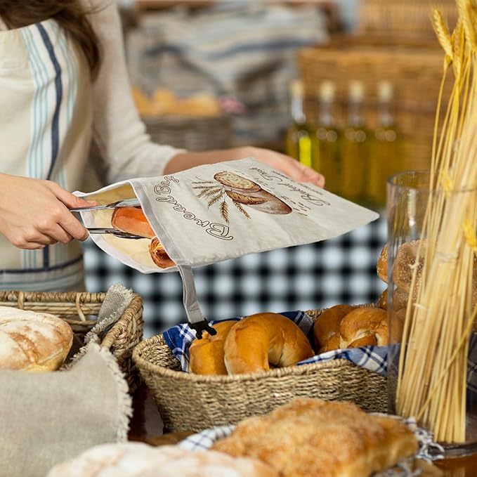 fufeisi Beeswax Bread Bags for Sourdough, 3 Pack Reusable Bread Bag for Storage - XL 17x13 Inch and 10x8 Inch, Large Linen Bags for Homemade Sourdough - Keep Fresh, Freezer Safe