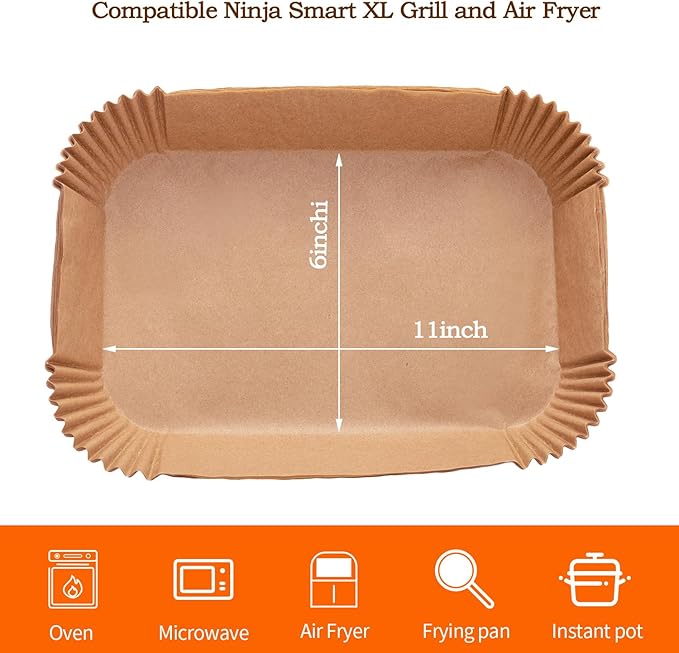Air Fryer Liners For Ninja Foodi XL Smart FG551 6-in-1 Indoor Grill,100PCS Rectangular Air Fryer Disposable Paper Liner, Ninja Foodi XL Smart Accessories