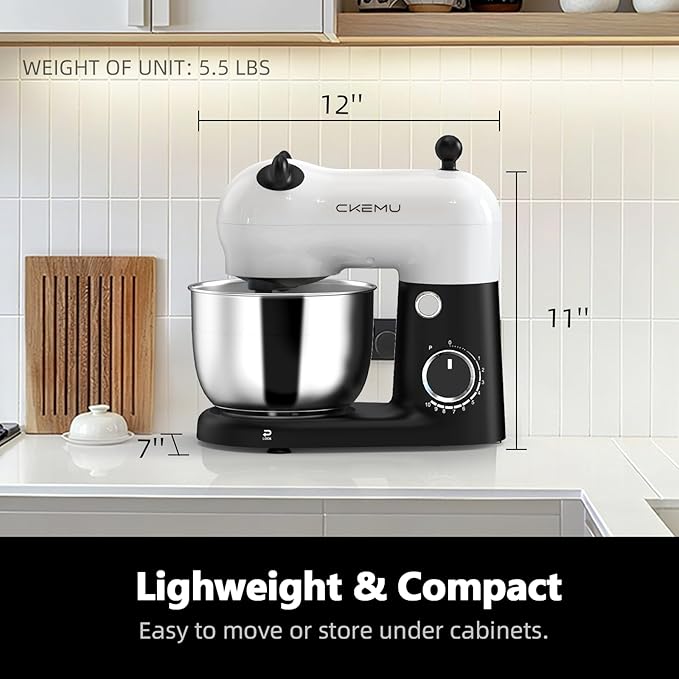 CKEMU Stand Mixer, Compact & Space-Saving, Stainless Steel Bowl, Unique & Playful Design, Effcient Motor, Dishwasher-Safe Attachments, SM-2549A (Panda)