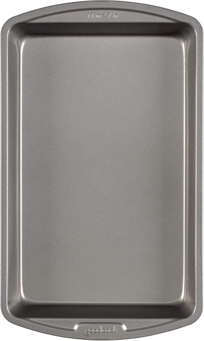 GoodCook 11" x 7" Nonstick Steel Cake Baking Pan, Multipurpose Nonstick Baking Pan for Brownies, Biscuits, and Cake, Gray