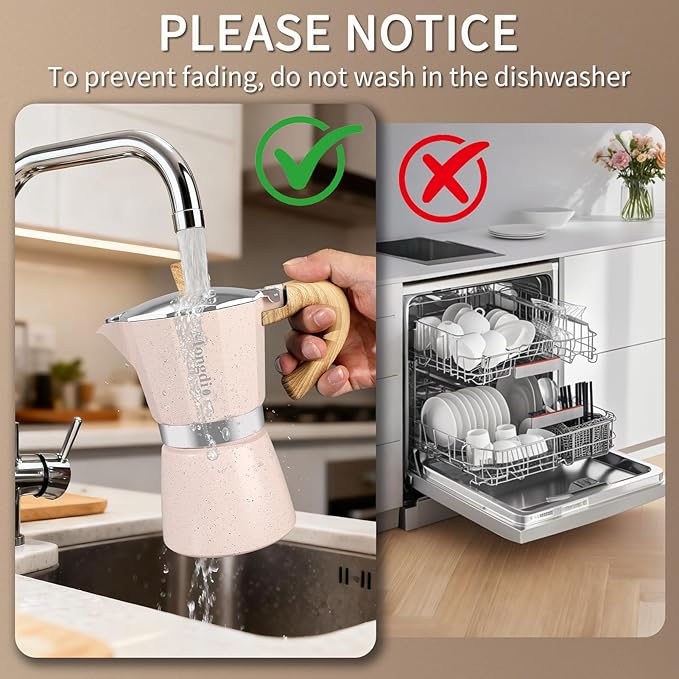Mongdio Stovetop Espresso Maker Moka Pot, Cuban Coffee Maker Stove top coffee maker Moka Italian Espresso Greca Coffee Maker Brewer Percolator, 9 Espresso Cups, 15 oz - Pink