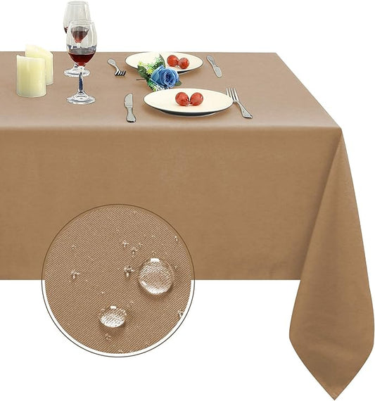 Obstal 210GSM Rectangle Table Cloth - Heavy Duty Water Resistance Microfiber Tablecloth, Decorative Fabric Table Cover for Outdoor and Indoor Use (Coffee, 60 x 120 Inch)