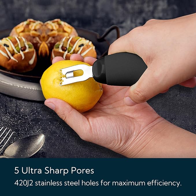 KITCHENDAO Citrus Lemon Peeler Zester Tool and Super Sharp Pizza Cutter Mezzaluna Salad Chopper