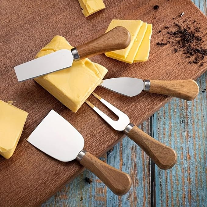 Charcuterie Board Accessories Spreader Knife Set Cheese Butter with Wooden Handles Mini Serving Tongs Spoons Forks Toothpick Flags for party Wedding Christmas (ABX-6)