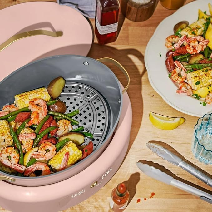 Beautiful 10-in-1 Electric Multi-Cooker, 6-Quart, Digital Display, Non-Stick Pot, One-Touch Control, 10 Cooking Functions (Rose)