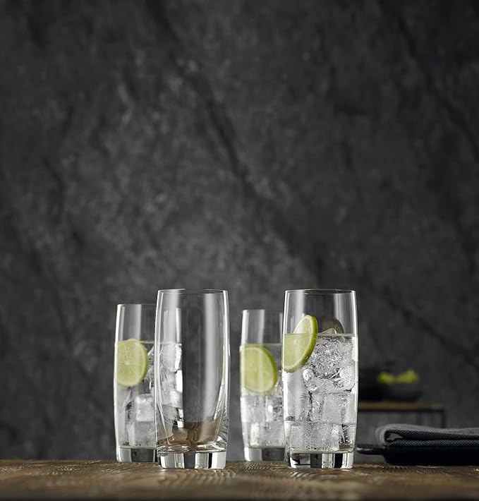 Nachtmann Vivendi 14 oz Long Drink Glasses – 4-Piece Lead-Free Clear Crystal Glassware for Water, Juice, Cocktails, Iced Tea & Cold Drinks, Stylish Barware for Entertaining & Dining