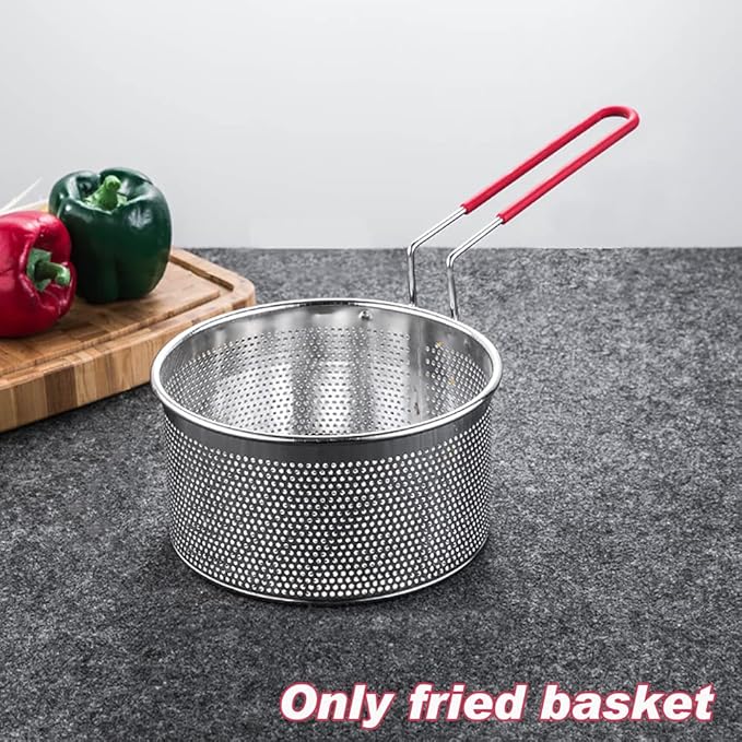 Stainless Steel Deep Frying Basket with Long Handle, Fried Food Filter Basket, Pasta Strainer Colander for Home Restaurant (SIZE:7.09 inch)