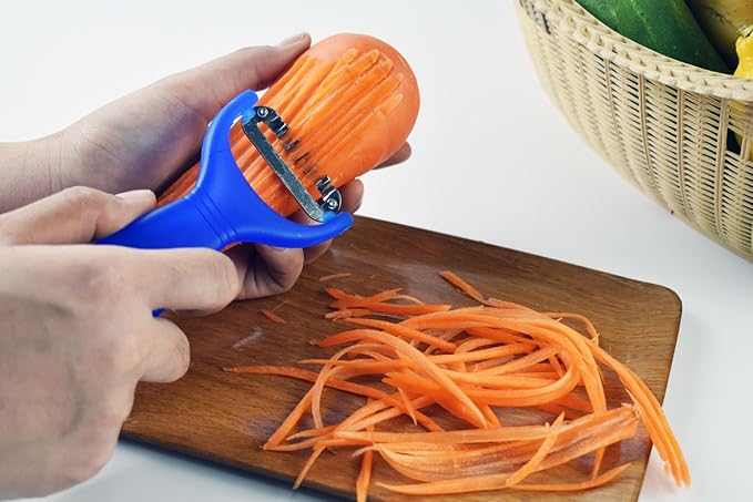 Handle Papaya Shredder Tool Stainless Steel Blade Vegetable Slicer for Salads Salad Maker Fast & Easy carrots potatoes beets cucumber (Small Plastic Handle)