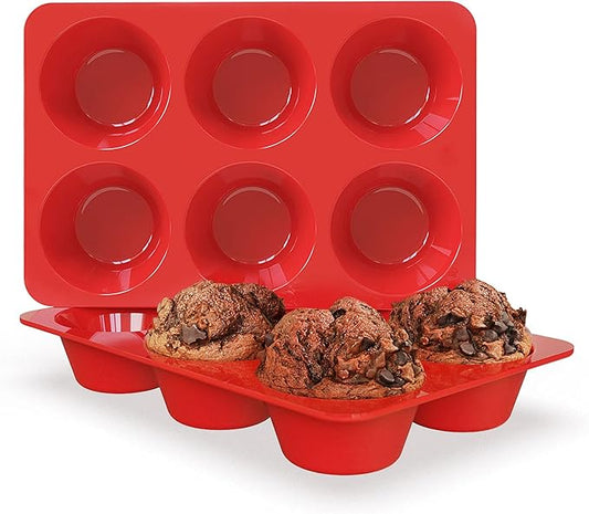 SILIVO 2 Pack Jumbo Muffin Pan - 6 Cup Nonstick Large Muffin Pans for Homemade Muffin and Cupcake