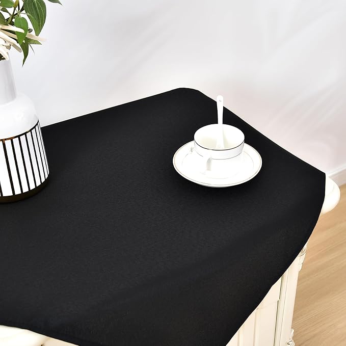 Wolkemer 2 Pack Small Square Tablecloth 24 x 24 Inch Washable Fabric Table Cloth Solid Black Table Cover for Nightstand End Bedside Table Tabletop Decoration
