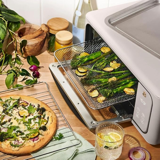Beautiful by Drew Infrared Air Fry Toaster Oven 1800W with 9-Slice Capacity and Multi-Function Cooking (Porcine Taupe)