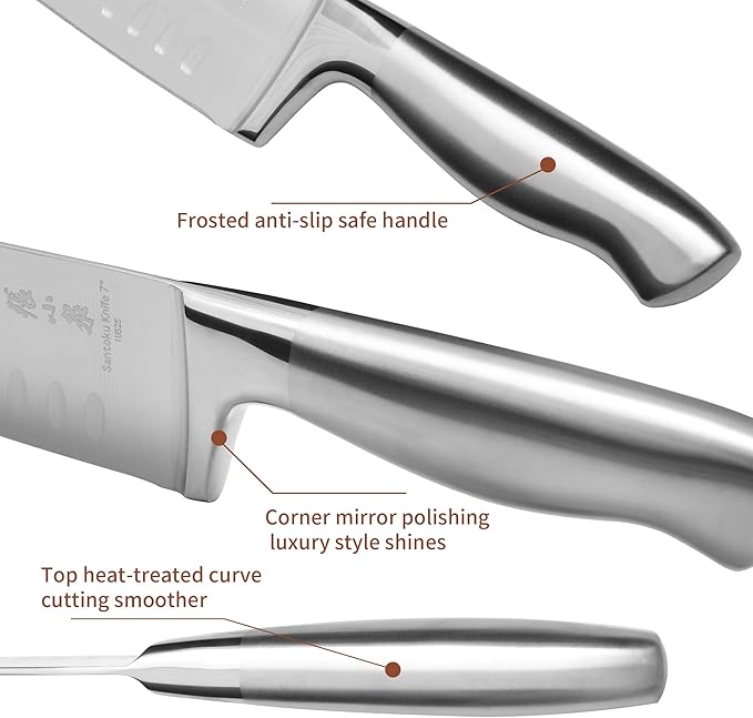 15Pcs Knife Set with Block, 50Cr15MoV High Carbon Stainless Steel Kitchen Knife Set, Sharp and Durable, Hundreds of Years of Masterful(Silver)