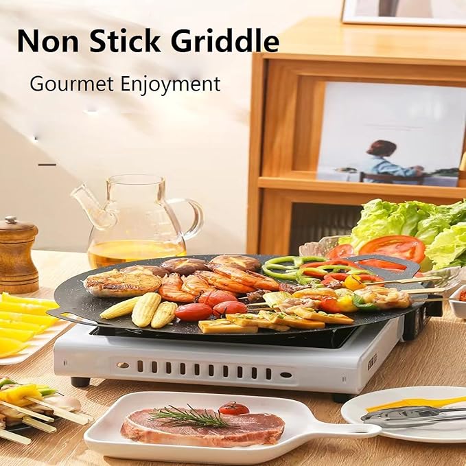 Non Stick Round Baking Pan, Korean Grill Pan For Indoor Cooking, Multifunctional Frying And Baking Pan For Home Kitchen Camping, Korean Round BBQ For Meats, Pancakes, Ribs (32cm/12.6in)