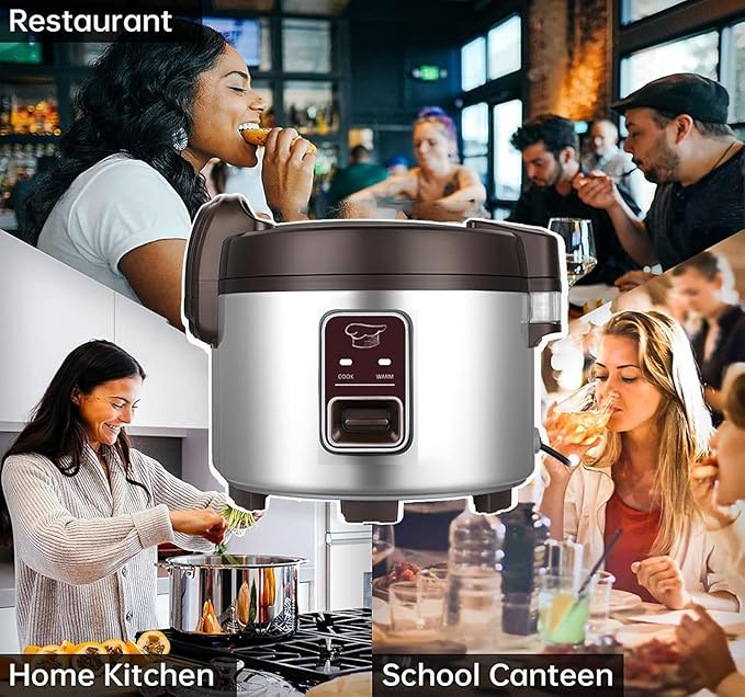 CAZACHEF 13.8 QT Large Commercial rice cooker 65 cups cooked 32 cups uncooked rice Commercial Electiric Rice Warmer for 18-28 people, with One-Touch Operation