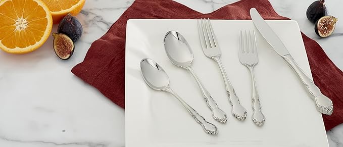 Oneida Silverware Set, Dover Fine Flatware Dinner Forks Set, Service For 4, 18/10 Stainless Steel, Rust Resistant, Mirror Finish, Dishwasher Safe, Home And Kitchen Utensils Set, Forks(Silver, 4 Piece)