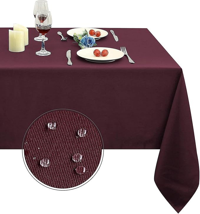 Obstal 210GSM Rectangle Burgundy Tablecloth, Christmas Decorations Table Cloth Waterproof, Table Cover Protector for Holiday Party Use (Burgundy,54 x 78 Inch)
