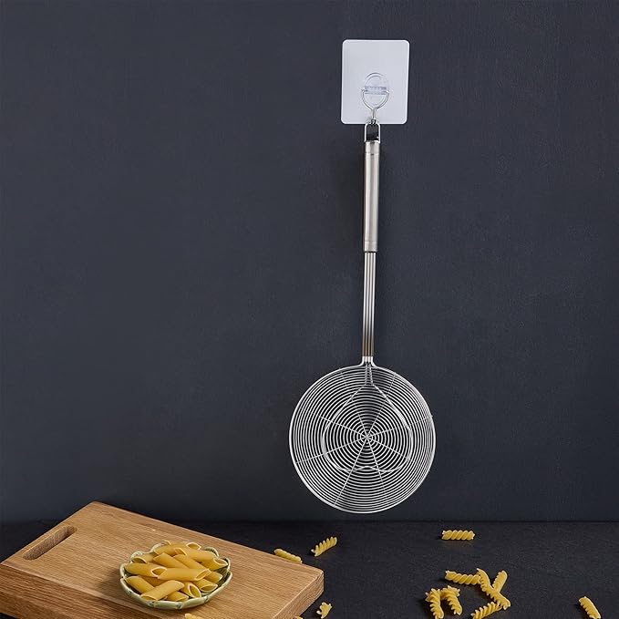 5.5 Inches Strainer Skimmer Spoon for Cooking and Frying, Strainer with Handle Stainless Steel Kitchen Utensils Fryer Scoop Spoon