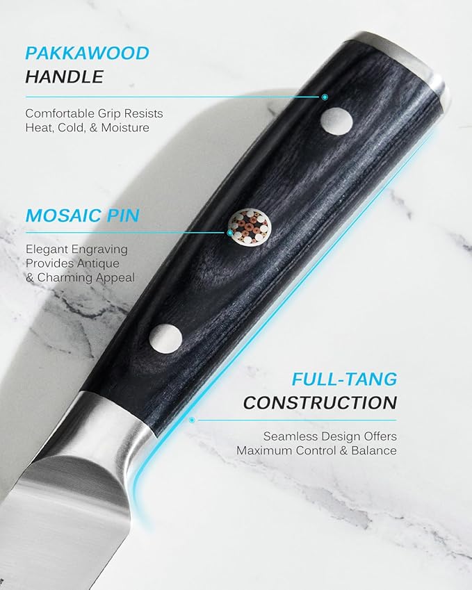 KYOKU 5" Kitchen Utility Knife, Samurai Series Chef Knife with Pakkawood Handle & Mosaic Pin, Japanese Style High Carbon Steel Knife, Full Tang Kitchen Knife for Vegetable Fruit with Sheath and Case