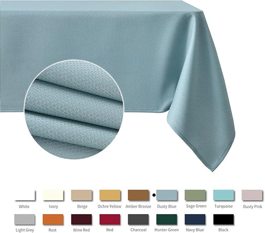 maxmill Jacquard Square Tablecloth Stain Resistant Spillproof Wrinkle Free Washable Soft Table Cloth, Decorative Fabric Table Cover for Dining Room, Indoor and Outdoor Use, 52 x 52 Inch, Dusty Blue
