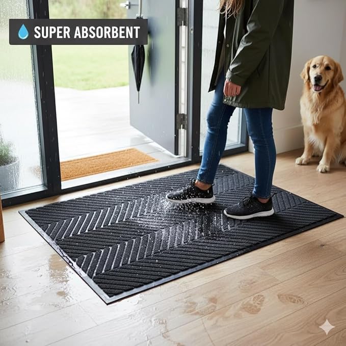Front Door Mat,2'x6' Indoor Outdoor Entry Mat, Commercial Door Mat Indoor Outdoor Entrance, Heavy Duty Welcome Mat, Rubber Backing Non Slip Doormat for Entryway,Large Industrial Entry Rug