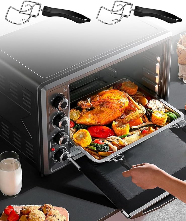 JUNTIANZE 2 Pcs Air Fryer Convection Toaster Oven Tray Extractor,Oven Tray Handle, Oven Rack Pull Tool,Grills Clip, Oven Clip,Be suitable for Air Fryer, Toaster Oven,Used to Quickly Remove