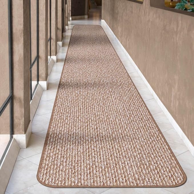 House, Home and More Skid-Resistant Carpet Runner - Praline Brown - 8 Feet X 36 Inches