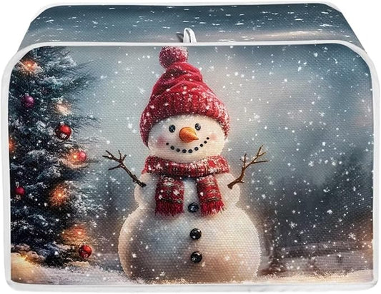 Annejudy Christmas Toaster Cover 2 Slice Dustproof Toaster Bread Maker Cover Small Kitchen Appliance Fingerprint Protection Kitchen Xmas Decor, Snowman Pattern