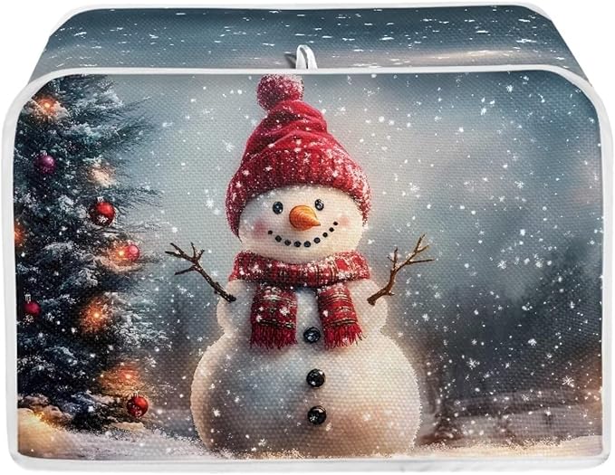 Annejudy Christmas Toaster Cover 2 Slice Dustproof Toaster Bread Maker Cover Small Kitchen Appliance Fingerprint Protection Kitchen Xmas Decor, Snowman Pattern