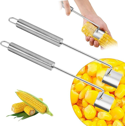2 Pack Corn Cob Peeler - Stainless Steel Kernel Remover Tool for Fresh/Cooked Corn, Ergonomic Handle & Dishwasher Safe
