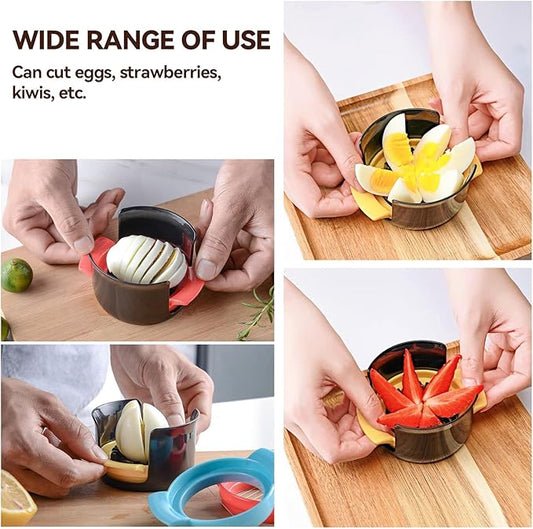 Egg Slicer for Hard Boiled Eggs, 4-in-1 Stainless Steel Kitchen Cutter & Dicer for Avocado, Fruits, Luncheon Meat, Professional Multi-Function Food Slicer, Easy to Clean