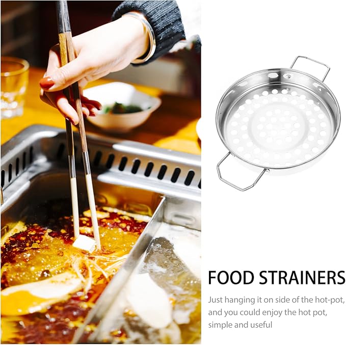 UPKOCH Stainless Steel Colander Spoon Large Mesh Food Strainer for Cooking for Draining Seafood Vegetables and Fruits for Hot Pot and Kitchen Use