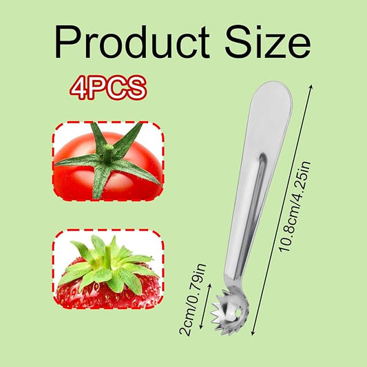 4pcs Tomato Corer Tool, Stainless Steel Tomato Strawberry Stem Remover Strawberry Huller Fruit Vegetable Core Baller Tool for Kitchen