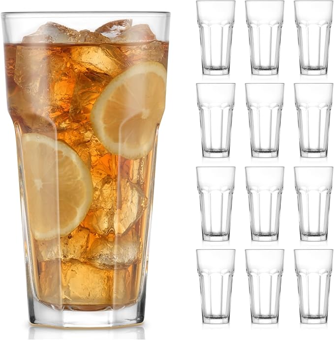 Libbey Gibraltar DuraTuff Iced Tea Glasses, 22-Ounce, Set of 12, Durable Restaurant-Quality Glassware, Dishwasher Safe