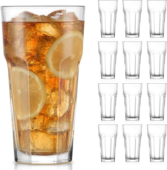 Libbey Gibraltar DuraTuff Iced Tea Glasses, 22-Ounce, Set of 12, Durable Restaurant-Quality Glassware, Dishwasher Safe