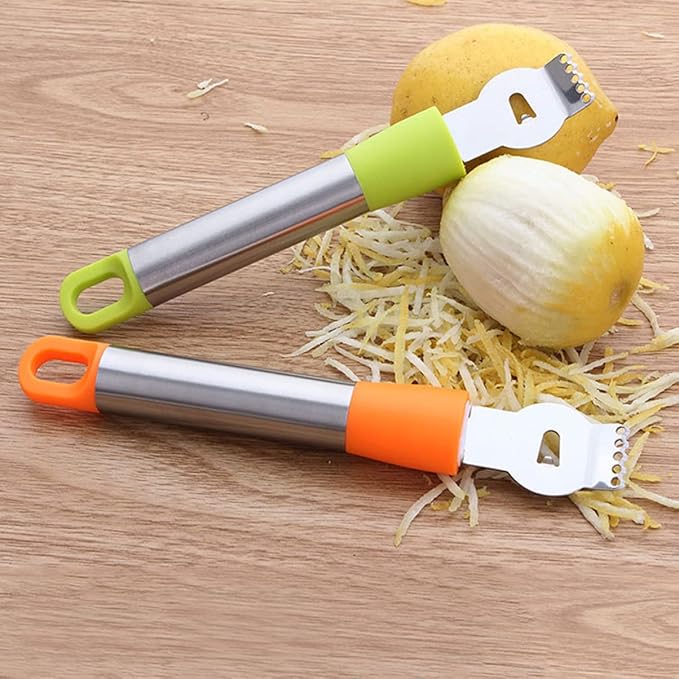 Stainless Steel Lemon Zester and Citrus Peeler Hanging for Grating Slicing and Shaving Fruits and Chocolate Kitchen Random