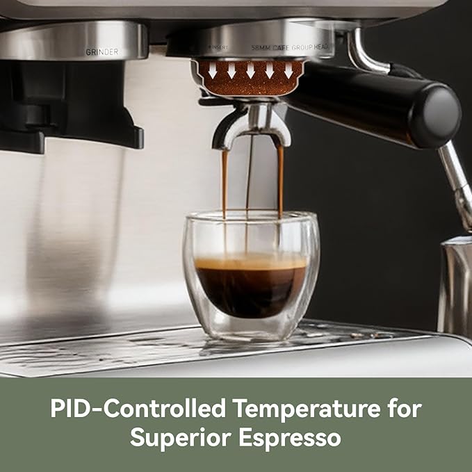 Gevi Dual Boiler Espresso Machine with Built-in Grinder, 58mm Commercial Portafilter, Barista Steam Wand, 31 Grind Settings, Stainless Steel, for Home Barista Use, Sterling Silver