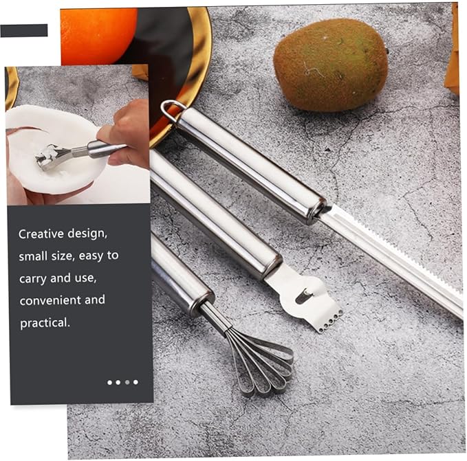 3 Pcs Stainless Steel Kitchen Grater Manual Lemon Pineapple Coconut Zester Food Grating Tools for Easy Use Cleaning Double Sided Design