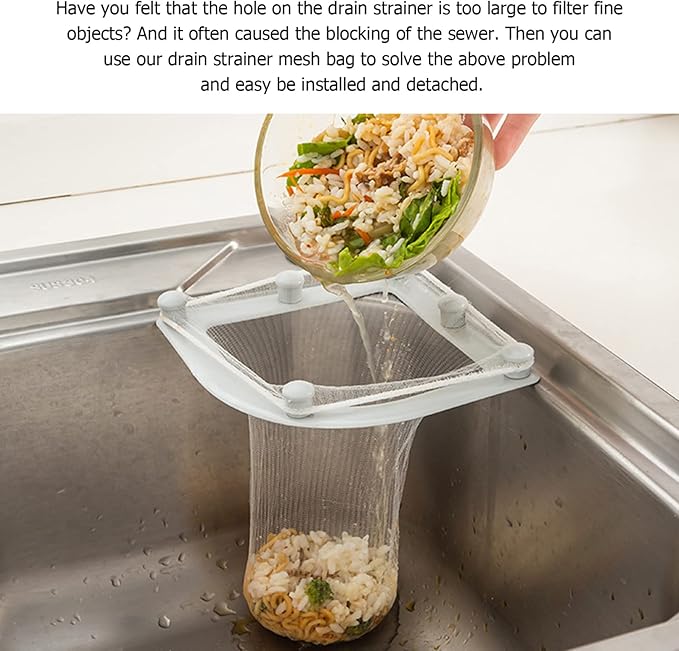 DOITOOL Kitchen Sink Strainer Mesh Bag 200Pcs Disposable Fine Mesh Filter Nets Elastic Sink Strainer Bags for Food Drain Protection and Sanitary Filter