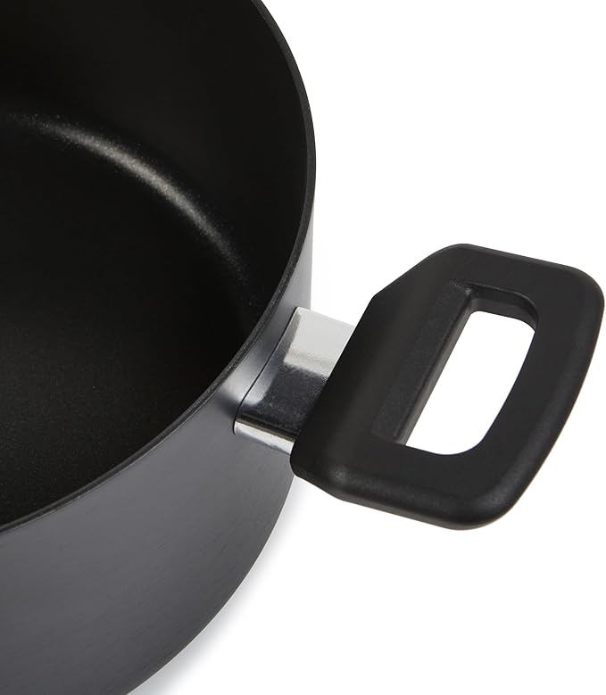 Amazon Basics 10 -Piece Hard Anodized Non-stick Stackable Cookware Pots and Pans Set, Space Saving, Black