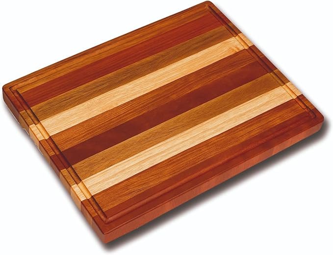Terra Cutting Board for Kitchen – Thick Reversible with Deep Juice Groove 15x11Inch – Premium Hardwood (Lineal)
