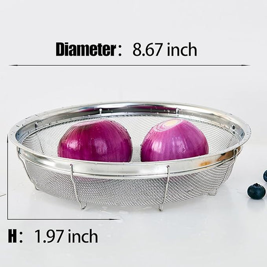 Fine Mesh Strainer for Kitchen, Stainless Steel Colander Bowl for Pasta, Rice, Fruit, Metal Net Baskets with Resting Base - Strain, Drain, Rinse （Diameter 8.67 inch）