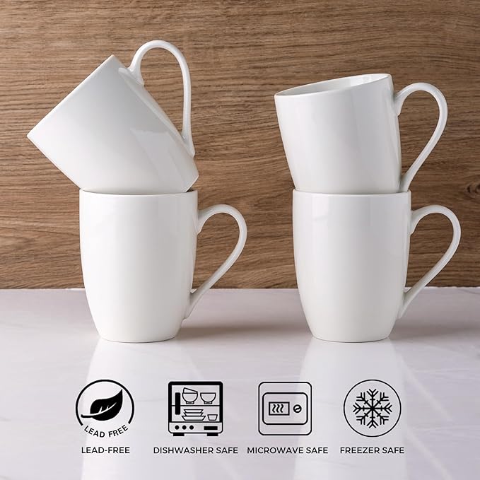 GBHOME 12 OZ Off White Coffee Mugs, Ceramic Coffee Cups Set with Large Handle for Man, Woman, Light Weight Coffee Mugs for Latte/Cappuccino/Cocoa/Milk, Dishwasher & Microwave Safe, 36 pcs