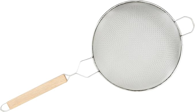 Winco Strainer, 10.25-Inch Diameter, Fine Double Mesh, Medium, Tin, Tan