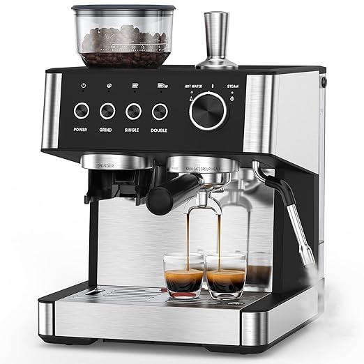 COWSAR (2025 New) Espresso Machines with Built-in Anti-Clog, 20 Bar Expresso Coffee Machines with Milk Frother Steam Wand, Commercial Espresso Machine with Grinder for Latte, Cappuccino, Americano