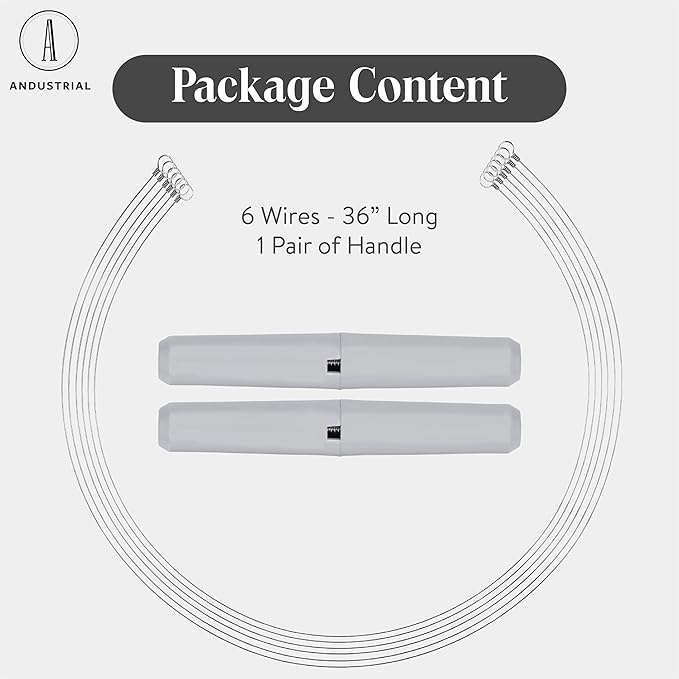 ANDUSTRIAL Stainless Steel Cheese Cutting Replacement Wires For Soft and Hard Cheese - Easy to Use and Clean- 6 Wires 36" + 1 Pair Egronomic Plastic Handle