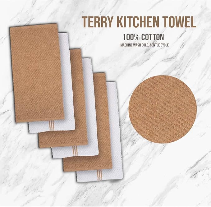 LANE LINEN 16 Piece Dish Cloths Set - 100% Cotton, Heat Resistant Mittens and Pot Holder Set, Reusable Dish Rags for Washing, Absorbent Towels for Kitchen Drying - Beige