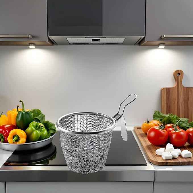 Silver Dumpling Noodle Strainer, Fine Mesh Strainer with Handle Colanders Food Strainers Colanders anda Food Strainers,Kitchen Utensils and Gadgets