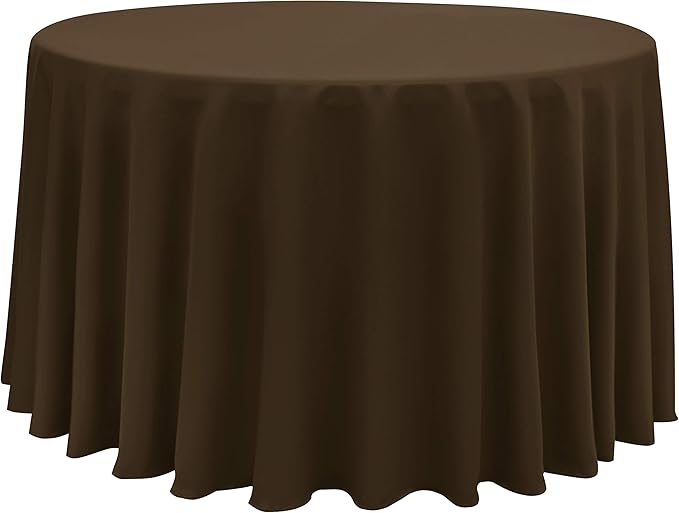 Obstal 210GSM Round Table Cloth, Water Resistance Microfiber Tablecloth, Decorative Fabric Circular Table Cover for Outdoor and Indoor Use (Chocolate, 108 Inch Diameter)