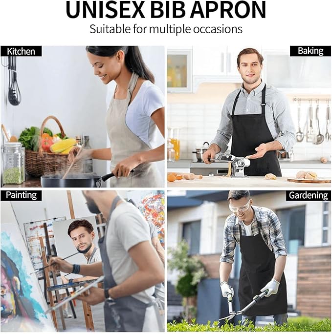 Apron with Pockets Aprons for Women Men Kitchen Chef Apron for Cooking Gardening Server Waitress Painting