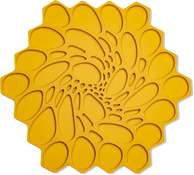 modern-twist 7 x 7" Hive Silicone Trivet, Heat Resistant Up To 675°F, Non Slip, Protects Table From Heat, Mustard, Pack of 1